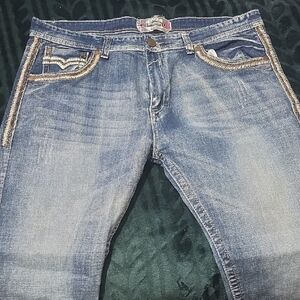 Men's Denim Jeans with Silver Detailing